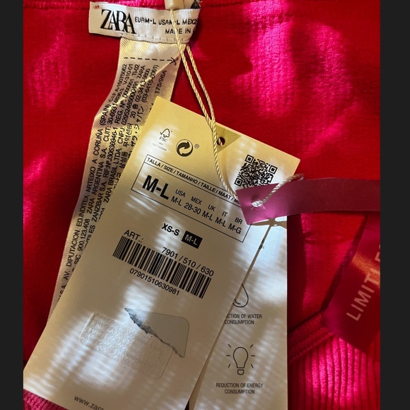 Zara hot pink fuchsia seamless ribbed top and leggings coordinated set NWT - Picture 3 of 16